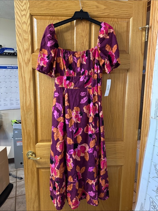 London Times Dresses & Skirts - London Times Purple Floral Maxi Dress with Pink & Orange Accents